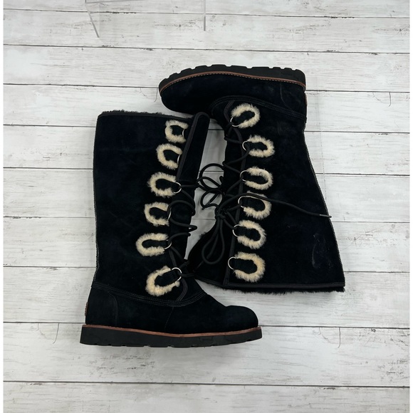 UGG Shoes Ugg Australia Romney Tall Black Sheepskin Size 9 Women